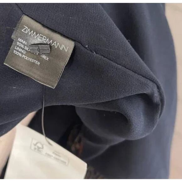 Zimmermann 3 Havoc Suspend SILK Maxi Dress Metallic Threads Off Shoulder Navy L - Picture 12 of 14